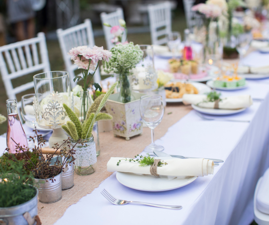 Wedding outdoor dining set up