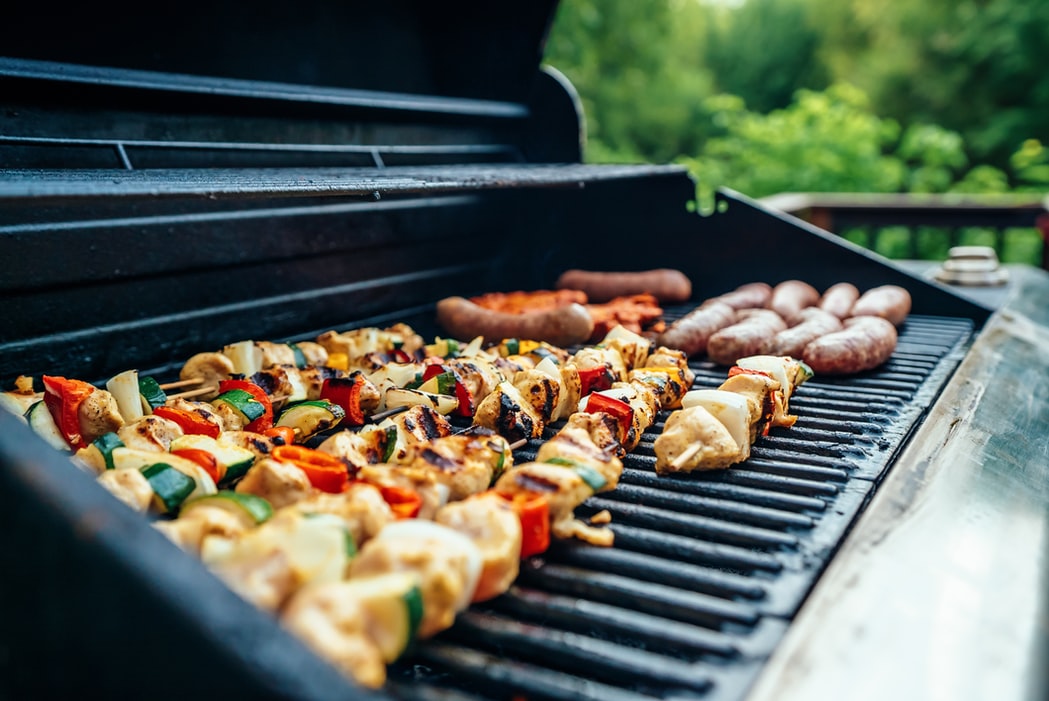 Chickens skewers on BBQ 