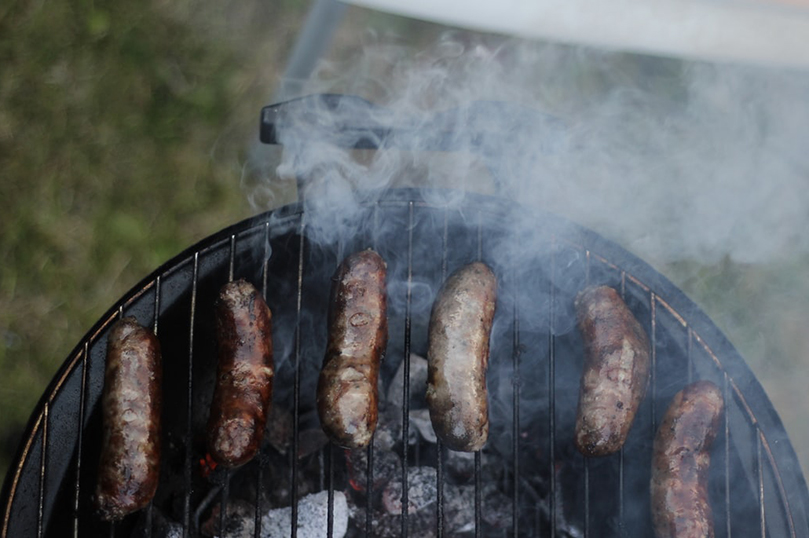 BBQ, cooking sausages 